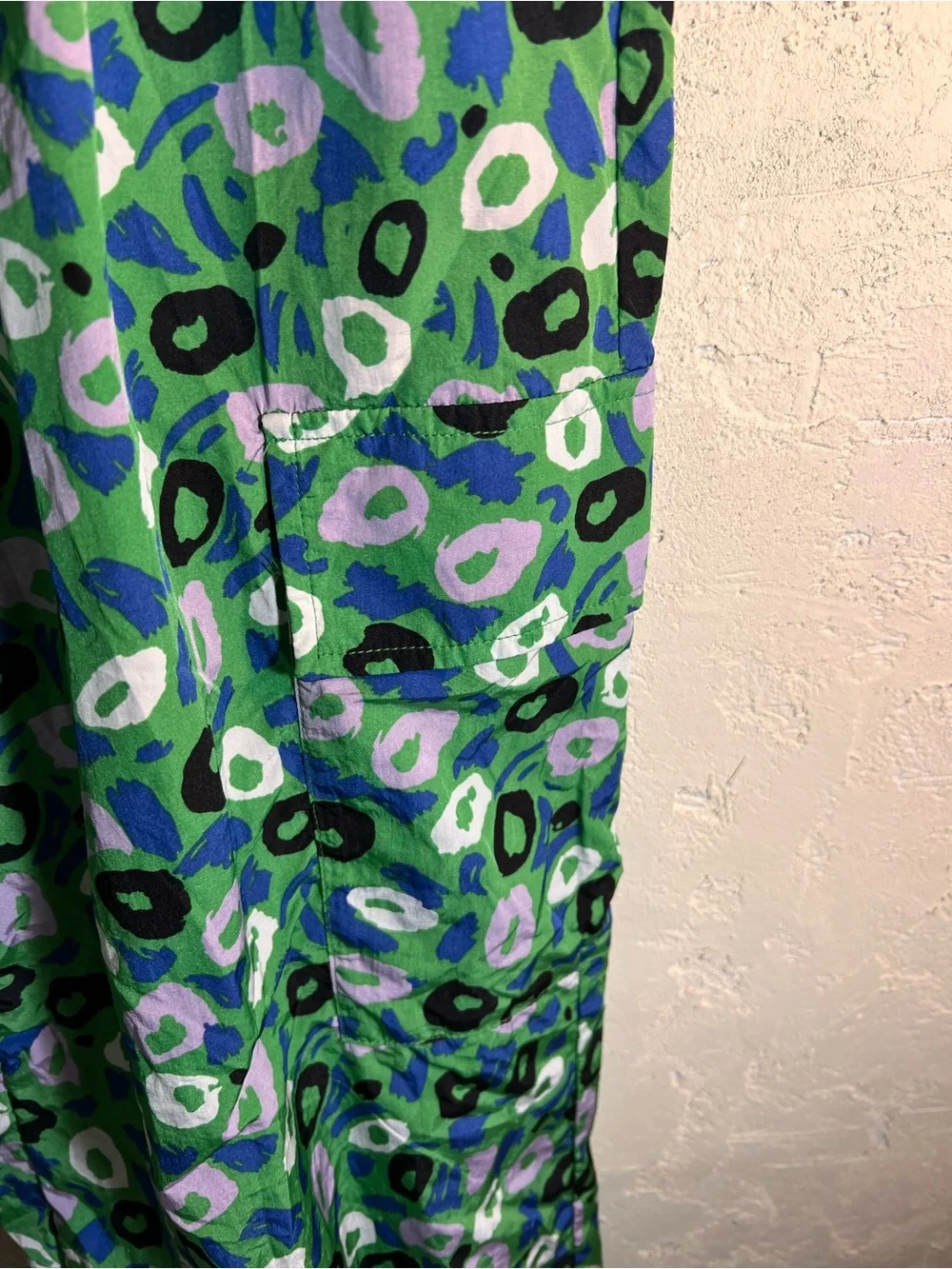 Diane Von Furstenberg Green Purple Floral balloon cargo barrel joggers Y2K S